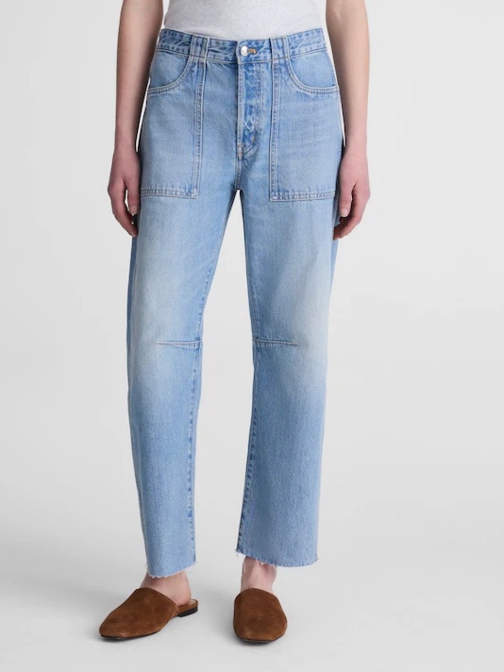 Madewell Darted Barrel Leg Utility Jeans Faded Horizon Wash Denim 24 $148 NZ060